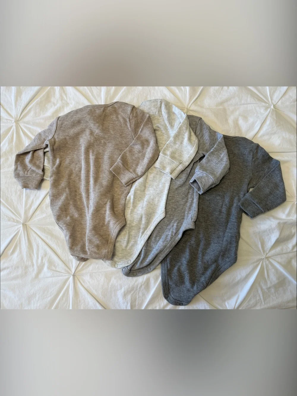 Carter's Neutral Long Sleeve Ribbed Bodysuits - Gray, Light Gray, Cream, Brown